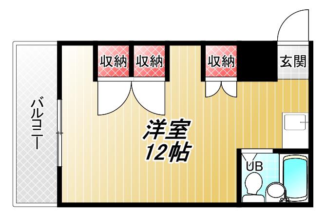 長瀬駅前マンションB棟(ワンルーム/2階)の間取り写真