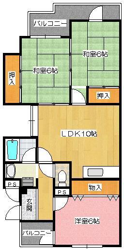 マンションアメニティ PARTII(3LDK/3階)の間取り写真