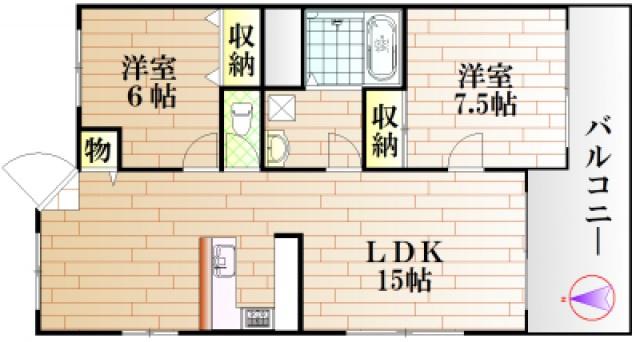 LA VUE(2LDK/1階)の間取り写真
