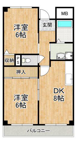 シティパレス狭山(2DK/2階)の間取り写真