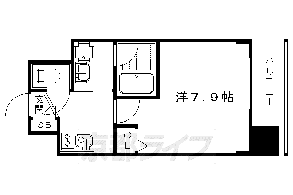 ベラジオ京都西院ウエストシティII(1K/7階)の間取り写真