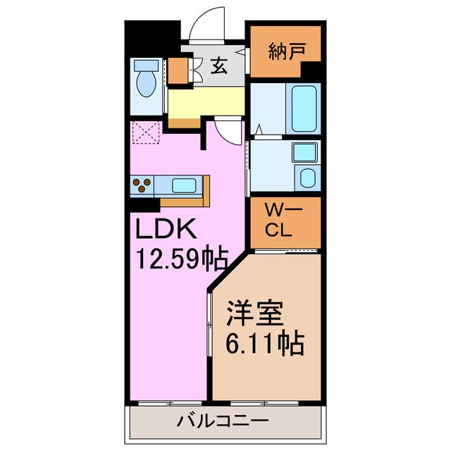 PURIUS 上の山(1LDK/2階)の間取り写真