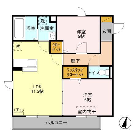 ボヌール四季I(2LDK/2階)の間取り写真