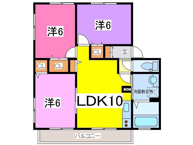 ルピナス(3LDK/2階)の間取り写真
