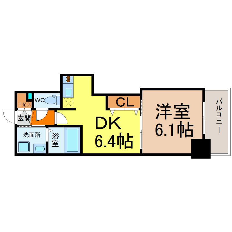 エステムプラザ名古屋駅前プライムタワー(1DK/3階)の間取り写真