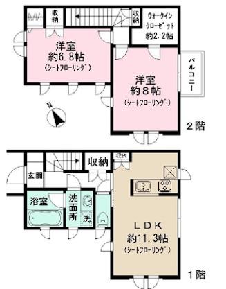 テラス赤塚(2LDK/1階)の間取り写真