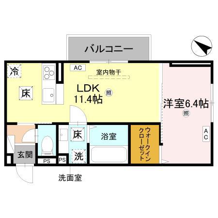 D-REGALO下馬N(1LDK/1階)の間取り写真