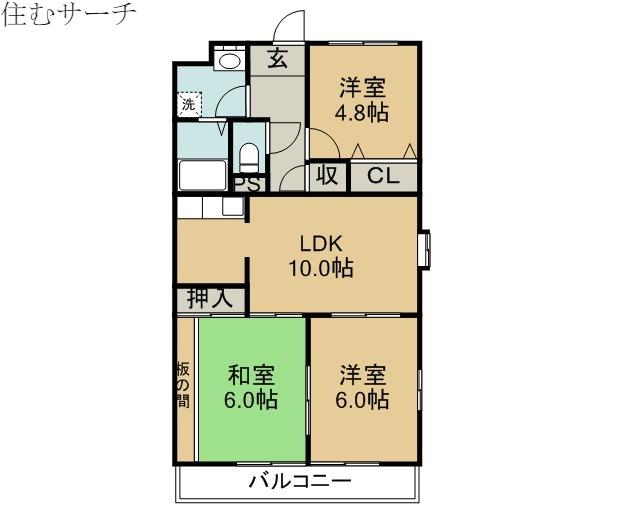 カーサエテルノ(3LDK/4階)の間取り写真