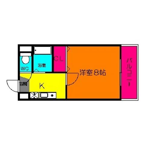 アネックス2号館(1K/1階)の間取り写真