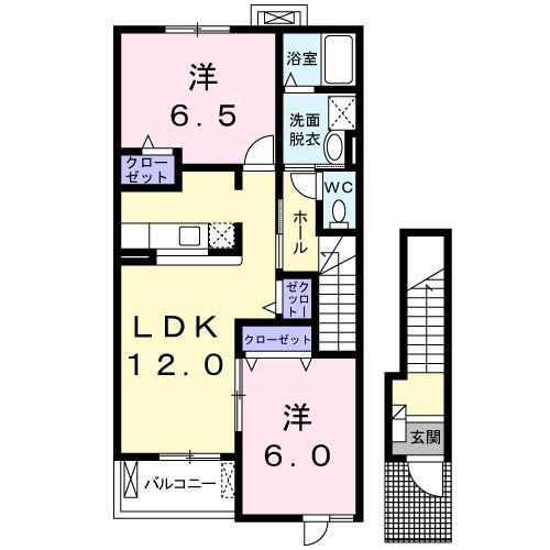 ラディアンス(2LDK/2階)の間取り写真