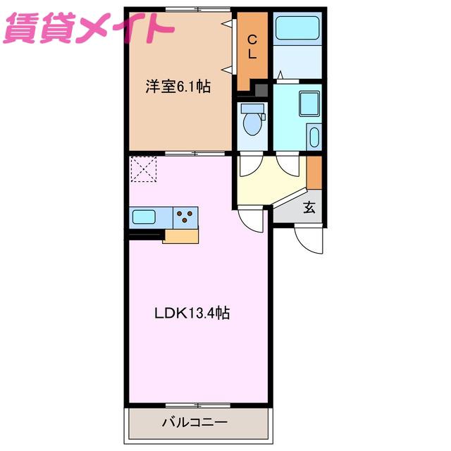 タートルエイト(1LDK/2階)の間取り写真