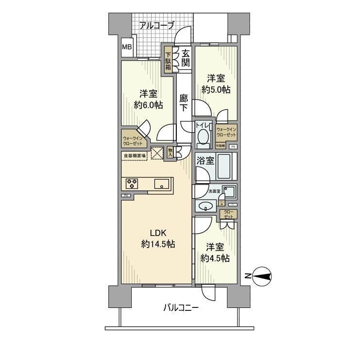 イーストゲートスクエア(3LDK/12階)の間取り写真