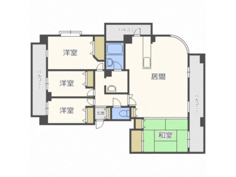 グランファーレ平岸アクアウェルネスウエストウイング(4LDK/3階)の間取り写真