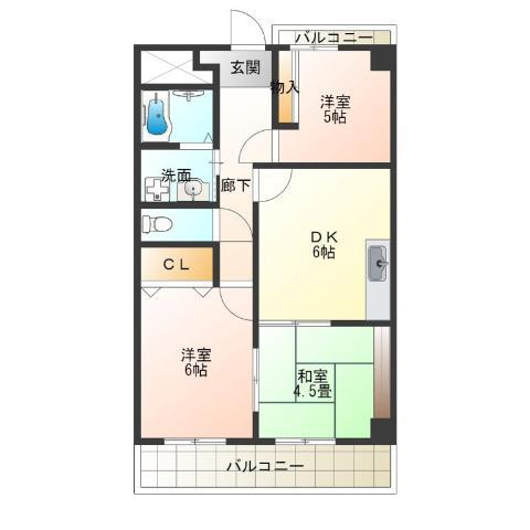 ウイングス21(3DK/6階)の間取り写真
