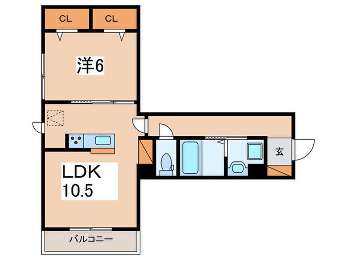 シャンティ(1LDK/1階)の間取り写真