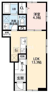 リーブルファイン四街道駅前(1LDK/1階)の間取り写真