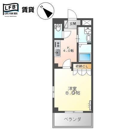 ディスティニー居能(1K/2階)の間取り写真