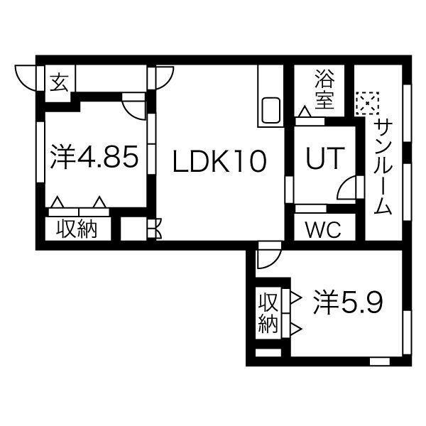 ポルトボヌールGS(2LDK/3階)の間取り写真