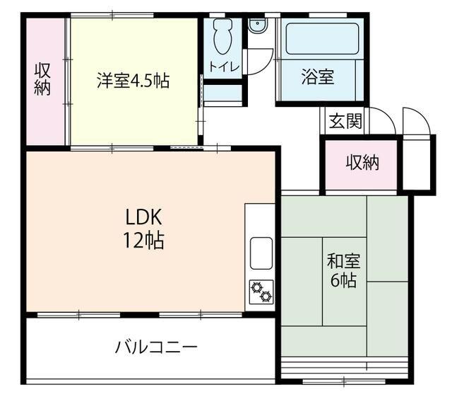 相武台団地(2LDK/2階)の間取り写真