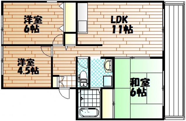 ユモレスクB(3LDK/1階)の間取り写真