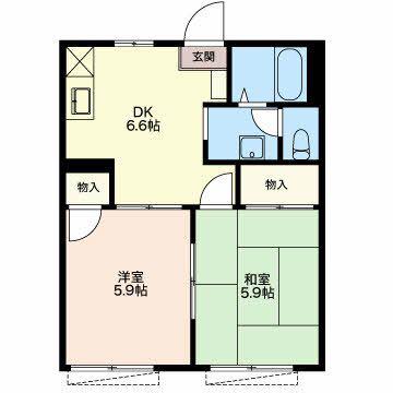 フレグランス瑞穂A(2DK/1階)の間取り写真
