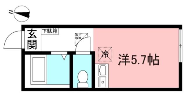 アーヴェル東白楽(ワンルーム/1階)の間取り写真