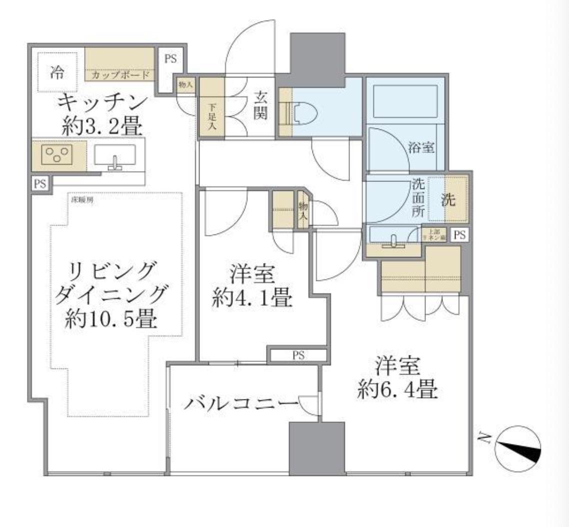 ブリリア二番町(2LDK/7階)の間取り写真