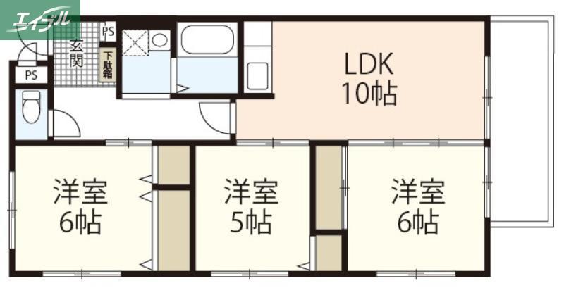 ルネス今村公園(3LDK/3階)の間取り写真