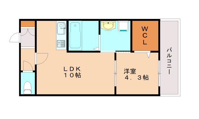フォルモント須磨(1LDK/2階)の間取り写真