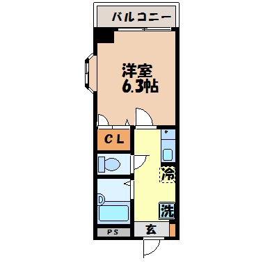 フレイグランス本原(1K/2階)の間取り写真