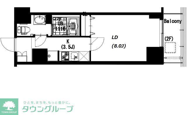 エスティメゾン押上(1K/2階)の間取り写真