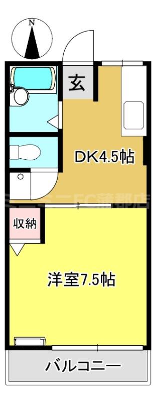 カルムM1(1DK/2階)の間取り写真