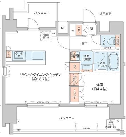 アジールコート新高円寺(1LDK/8階)の間取り写真