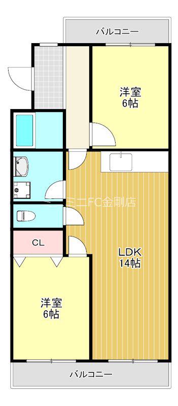 スコルピオ清和(2LDK/3階)の間取り写真