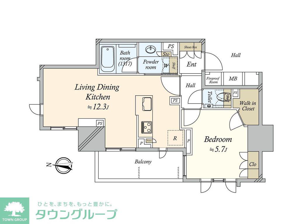 プラウドタワー栄(1LDK/6階)の間取り写真