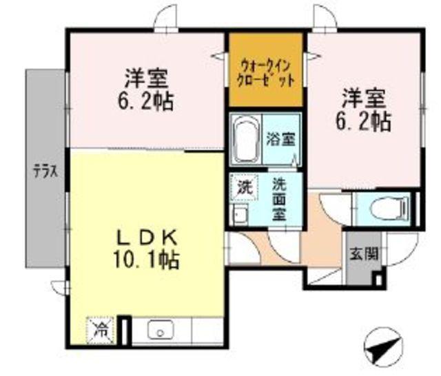 プランドール本郷台C棟(2LDK/1階)の間取り写真