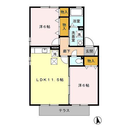 コンフォール貴船(2LDK/1階)の間取り写真