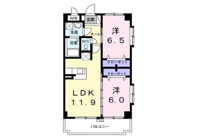 SUNFELIX(2LDK/2階)の間取り写真
