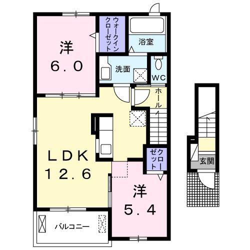 ベレットI(2LDK/2階)の間取り写真
