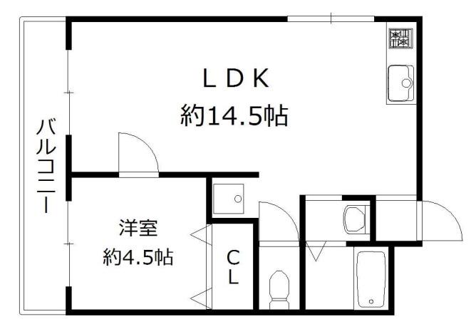 サンハイツ大領(1DK/1階)の間取り写真