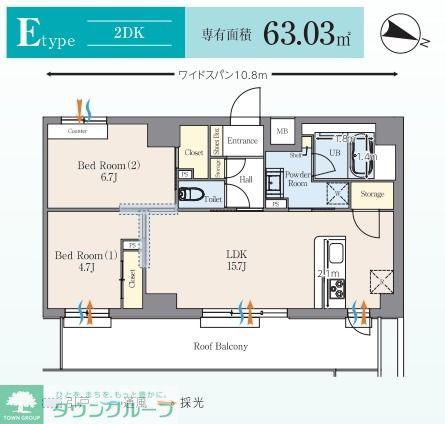 アイビー世田谷レジデンス(2LDK/6階)の間取り写真