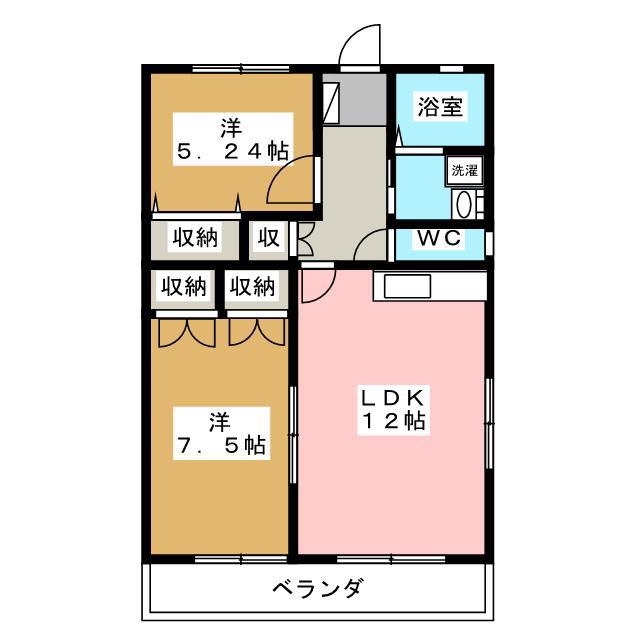 パインテラスG(2LDK/1階)の間取り写真
