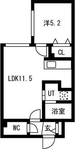 エスグランデ北13(1LDK/3階)の間取り写真