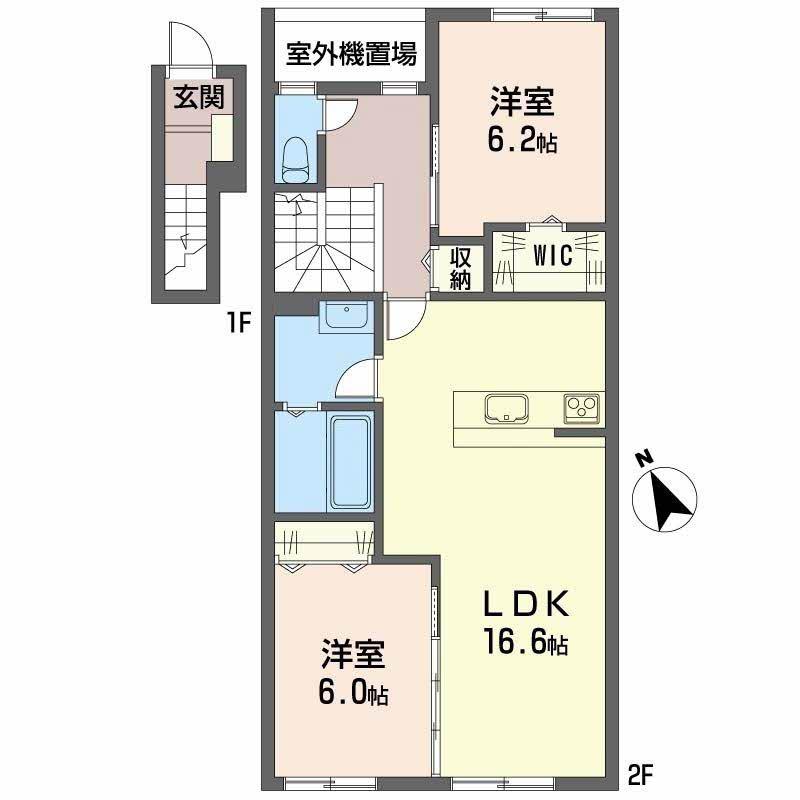 メゾンドソラIII(2LDK/2階)の間取り写真