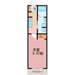 セナリオフォルム宇都宮(1K/1階)の間取り写真
