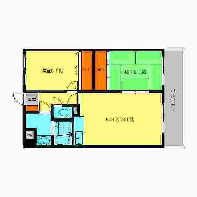 キャッスル川久保(2LDK/3階)の間取り写真