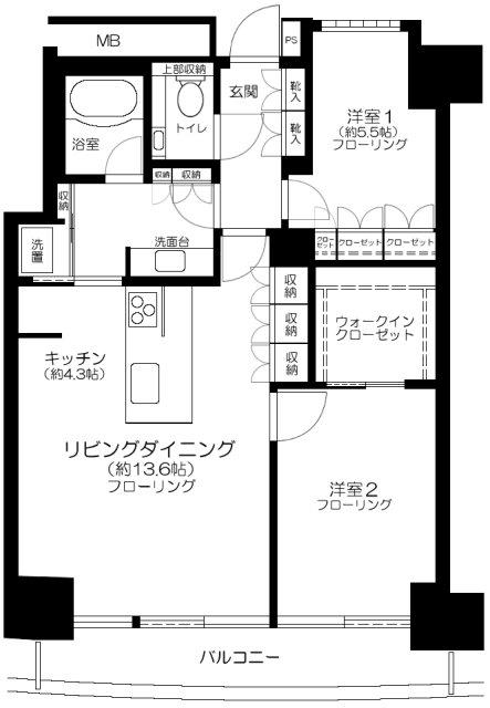 M.M.TOWERS FORESIS L(2LDK/27階)の間取り写真