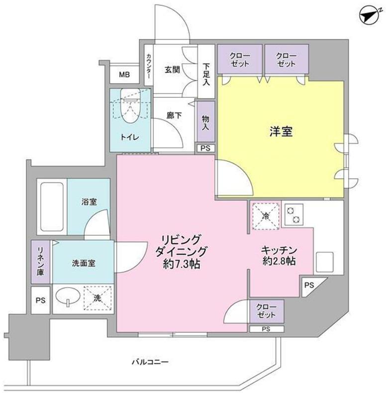 サンピエス大森(1LDK/12階)の間取り写真