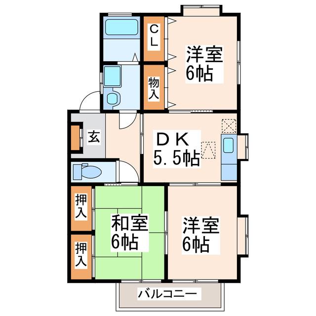 フォンテーヌM1(3DK/1階)の間取り写真