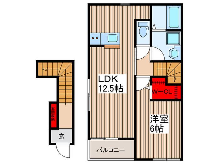 リーブルファイン川口東本郷(1LDK/2階)の間取り写真